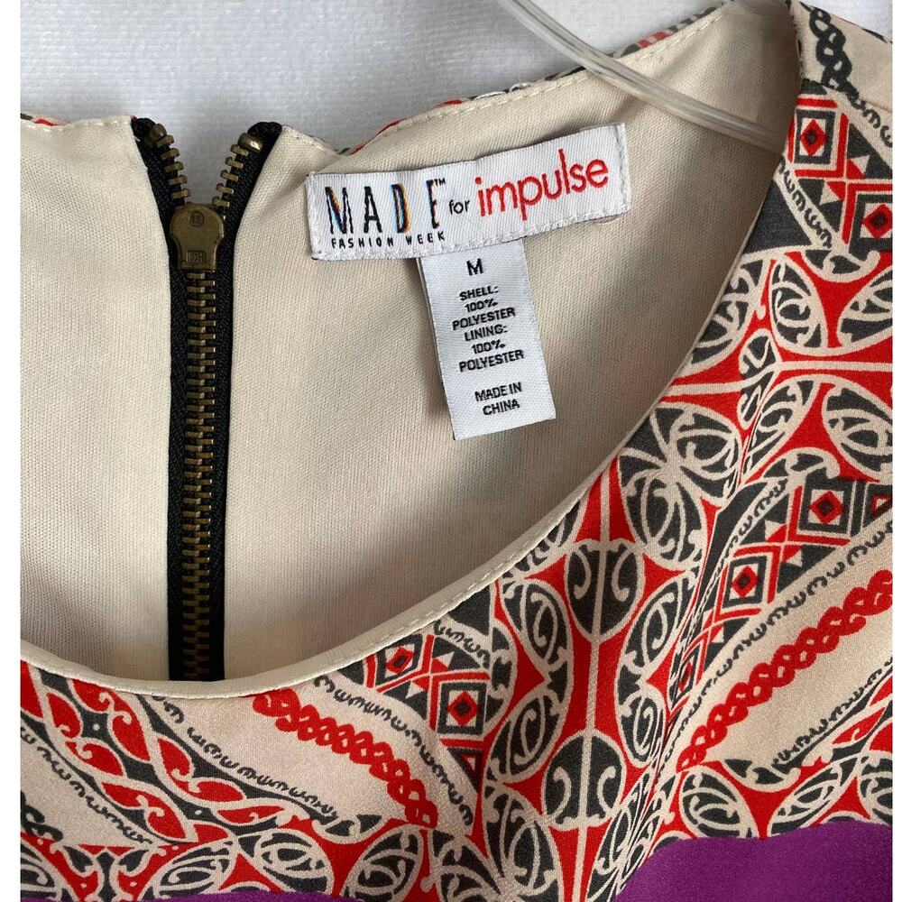 Made Fashion Week for Impulse Short Sleeve Shift Multicolor Dress Medium - Picture 3 of 8